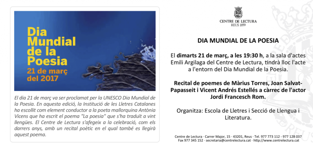 Tarja dia mundial poesia